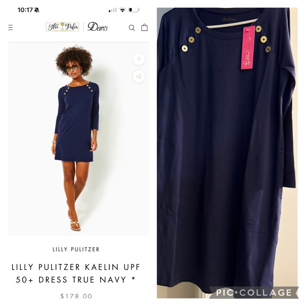 Lilly Pulitzer Blue Sheath Dress Long Sleeve Boat Neck